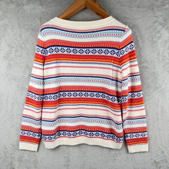 Talbots Fair Isle Sweater Womens‎ LP Petite Colorful Winter Lambswool Soft Basic - Picture 2 of 10